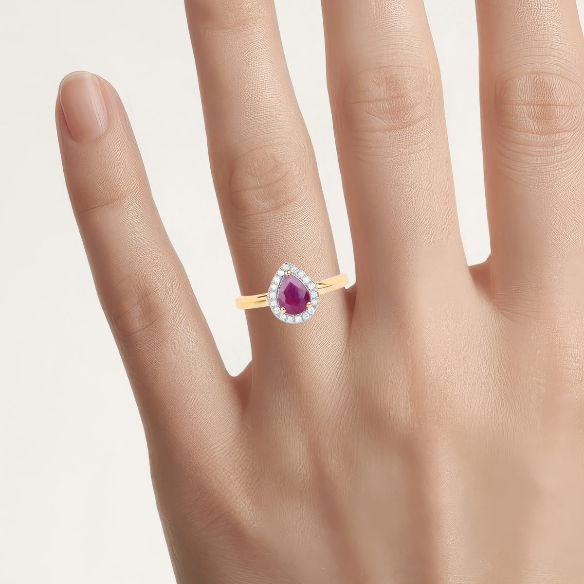 Ruby Ring With Diamonds 0.98 Carats 14K Yellow Gold