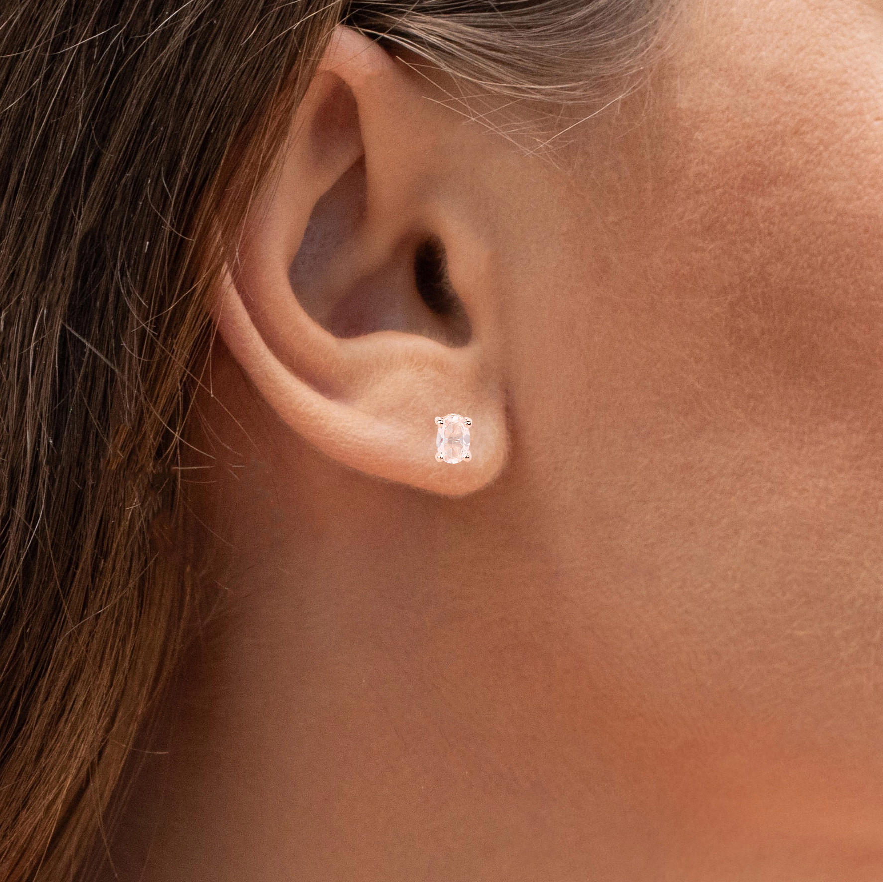 Morganite Stud Earrings 0.78 Carats Gold Plated Silver