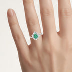 Zambian Emerald Ring With Diamonds 1.18 Carats 10K White Gold