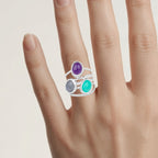 Natural Mixed Gemstones Ring 4.48 Carats Sterling Silver