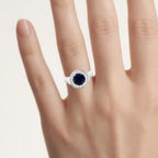 Blue Sapphire Ring With Diamonds 2.7 Carats 14K White Gold