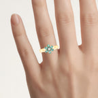 Alexandrite Flower Ring With Diamonds 0.78 Carats 18K Yellow Gold