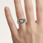 Blue Diamond Ring 0.34 Carats Sterling Silver