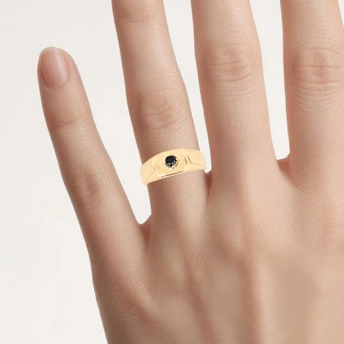 Black Diamond Ring 0.18 Carats Gold Plated Silver