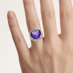 Amethyst Ring With Diamonds 5.7 Carats Sterling Silver