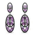 Amethyst Dangle Earrings With Black Spinels 12 Carats