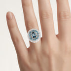London Blue Topaz Ring 5.94 Carats Sterling Silver