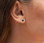Blue Sapphire Stud Earrings 1.28 Carats 10K Yellow Gold