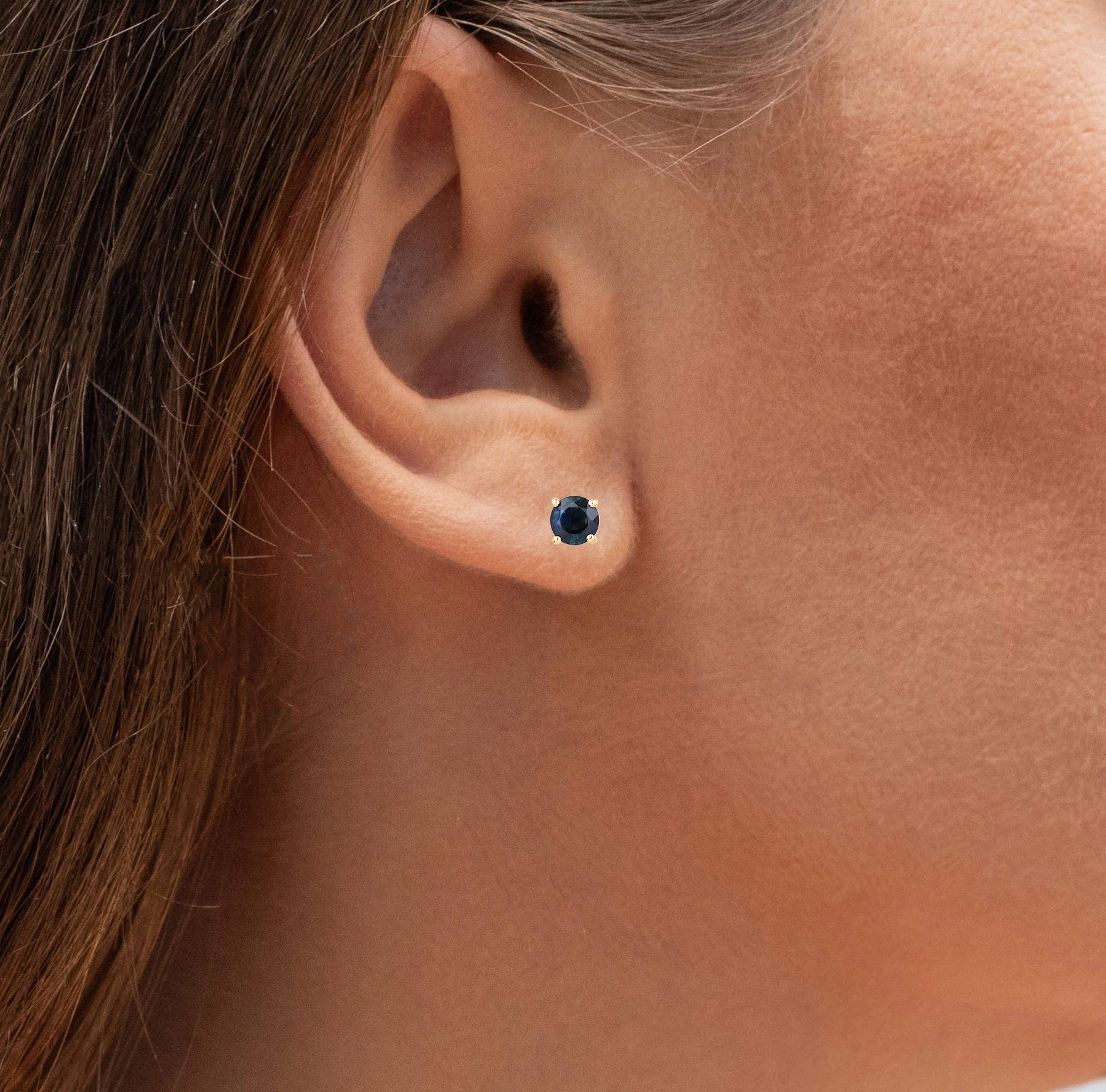 Blue Sapphire Stud Earrings 1.28 Carats 10K Yellow Gold