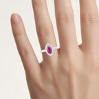 Ruby Ring With Diamonds 1.54 Carats 14K White Gold
