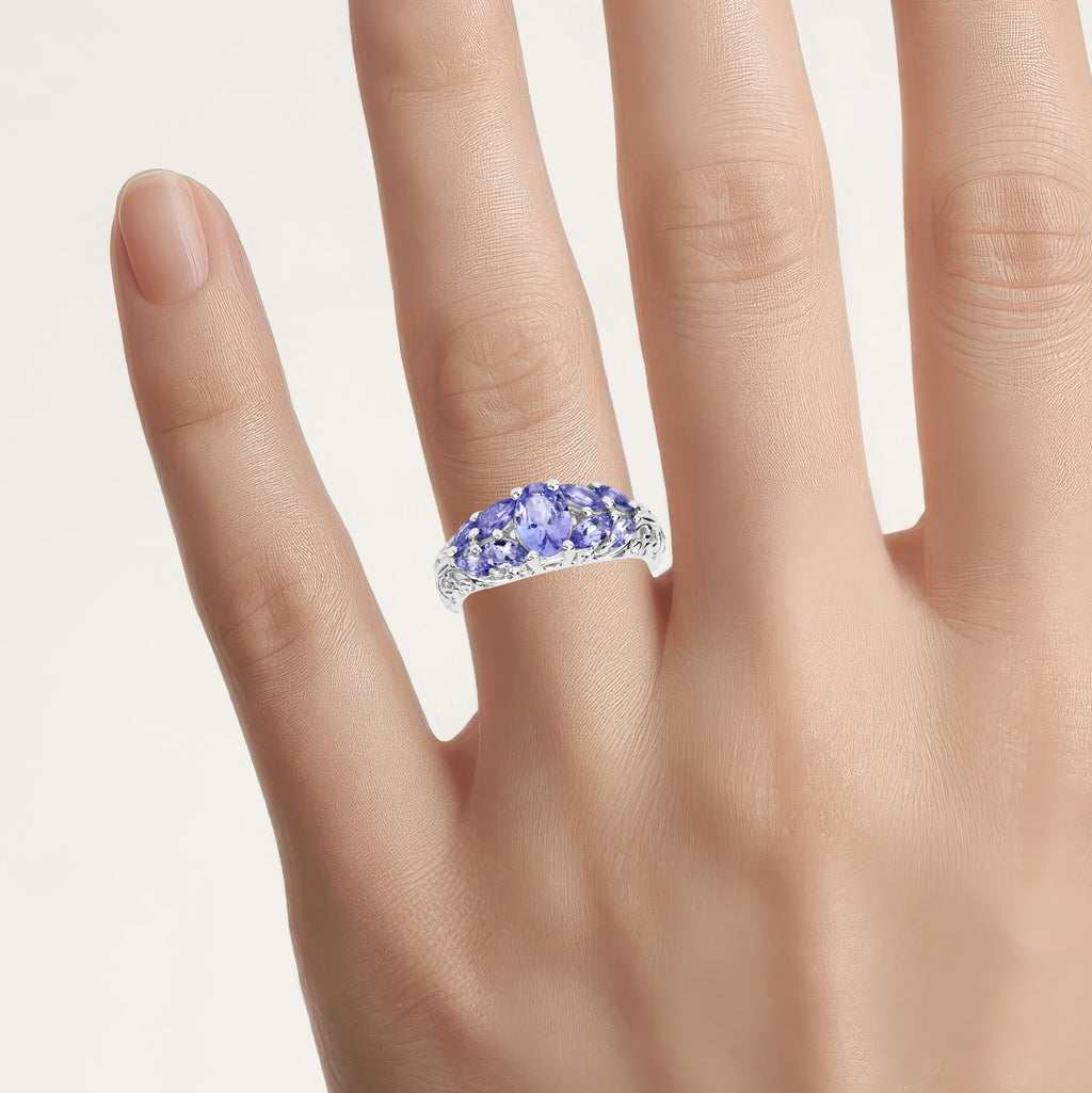 Tanzanite Ring 1.58 Carats Sterling Silver