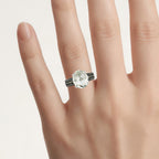 Green Amethyst Ring With Green Diamonds 4.38 Carats Sterling Silver