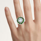 Aquamarine Ring With Chrome Diopside 2.92 Carats Sterling Silver