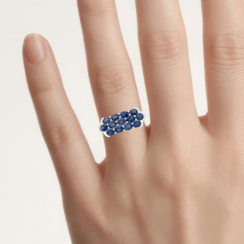 Blue Sapphire Ring 2.58 Carats Sterling Silver