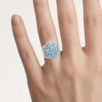 Swiss Blue Topaz Flower Ring 1.88 Carats Sterling Silver