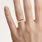 Black Diamond Ring 0.48 Carats Gold Plated Silver