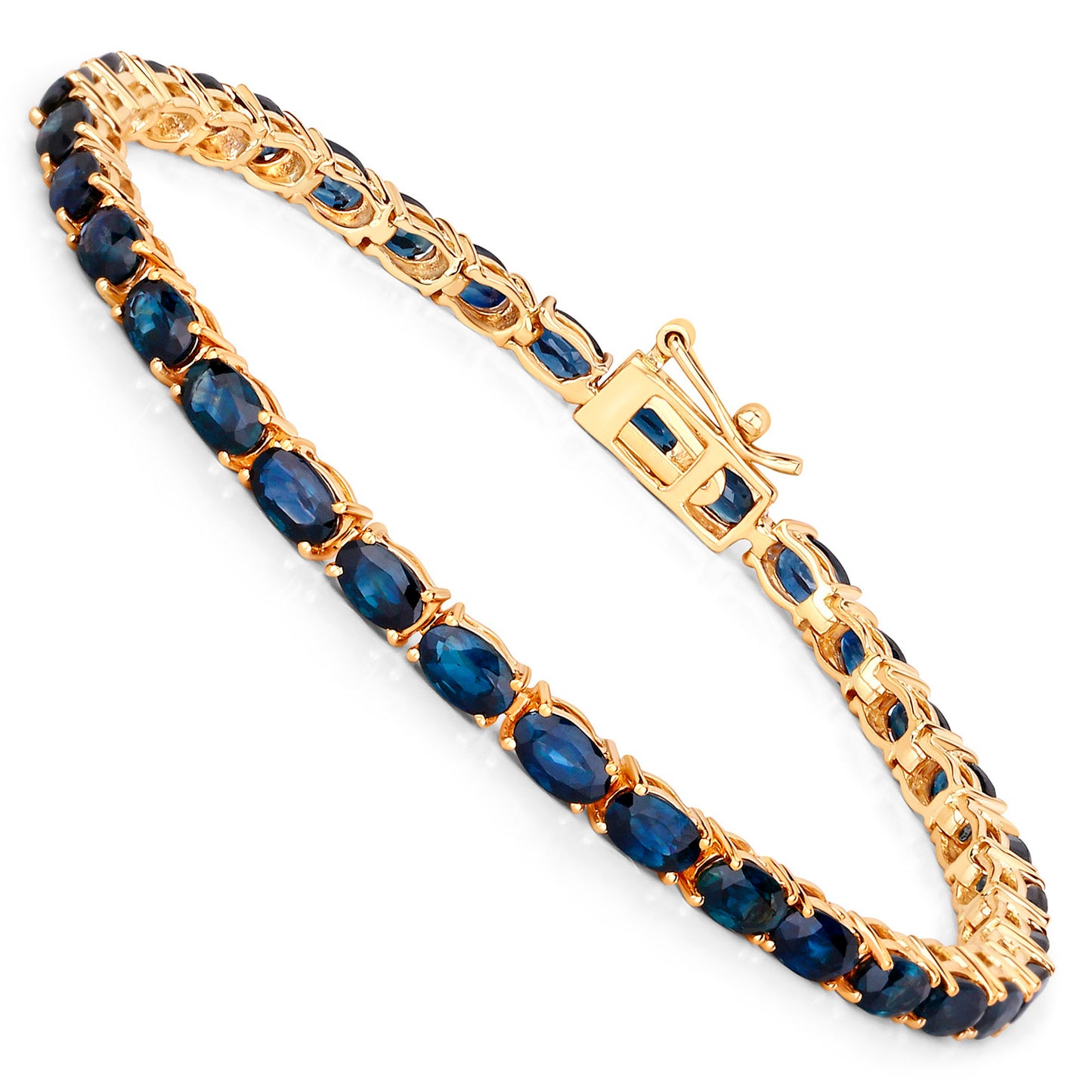 Blue Sapphire Tennis Bracelet 7.50 Carats 14K Yellow Gold