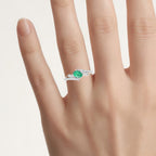 Zambian Emerald Ring With Diamonds 0.48 Carats 14K White Gold