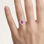 Ruby Ring With Diamonds 1.8 Carats 14K White Gold