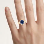 Blue Sapphire Ring With Diamonds 4.84 Carats 14K Yellow Gold