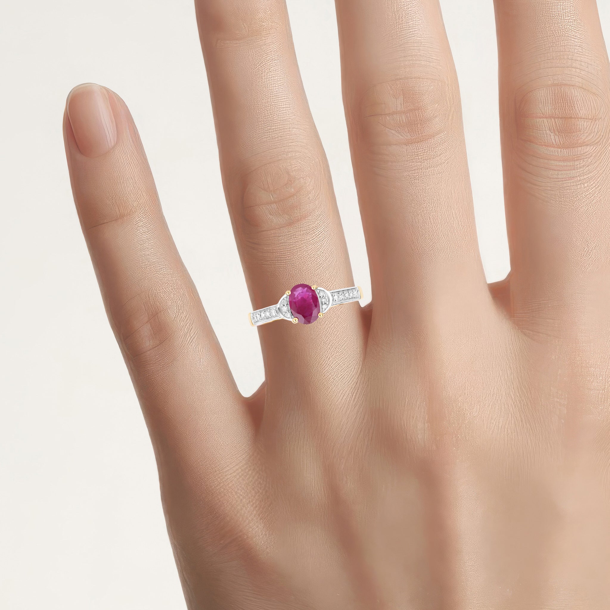 Ruby Ring With Diamonds 0.93 Carats 10K Yellow Gold