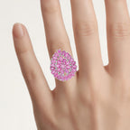 Ruby Flower Ring 8.08 Carats Sterling Silver