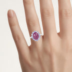 Pink Sapphire Ring With Tanzanite 5.5 Carats Sterling Silver