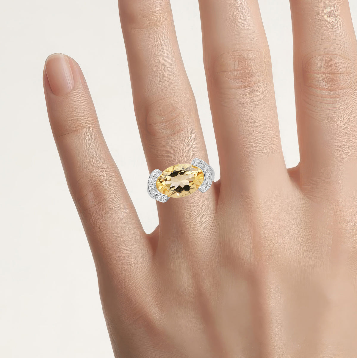 Citrine Ring With Diamonds 4.52 Carats Sterling Silver