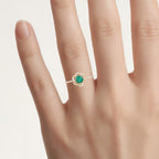 Zambian Emerald Ring With Diamonds 0.52 Carats 14K Yellow Gold