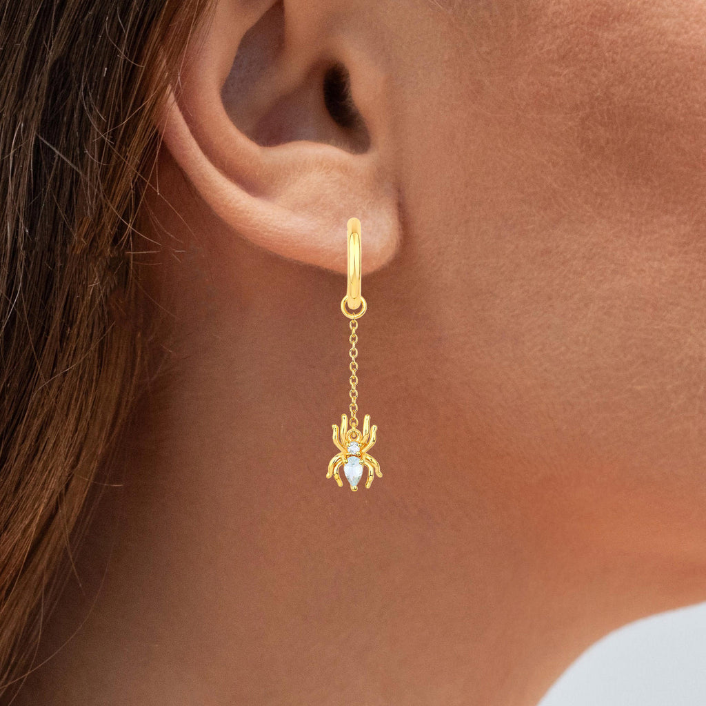 Blue Topaz Spider Earrings 0.54 Carats Gold Plated Silver