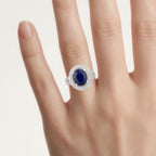 Blue Sapphire Ring With Diamonds 4.68 Carats 14K White Gold
