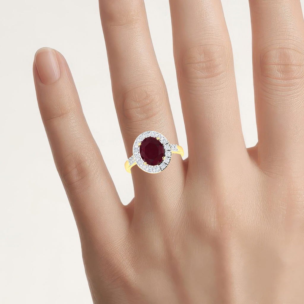 Ruby Ring With Diamonds 3.22 Carats 14K Yellow Gold