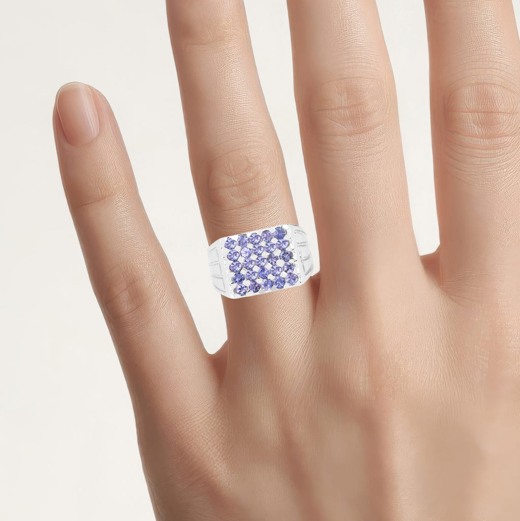 Tanzanite Ring 1.74 Carats Sterling Silver