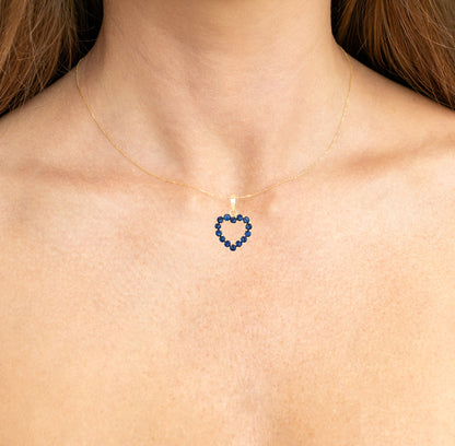 Natural Sapphire Heart Pendant 0.62 Carats 10K Yellow Gold