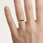 Black Diamond Ring 1.14 Carats Gold Plated Silver