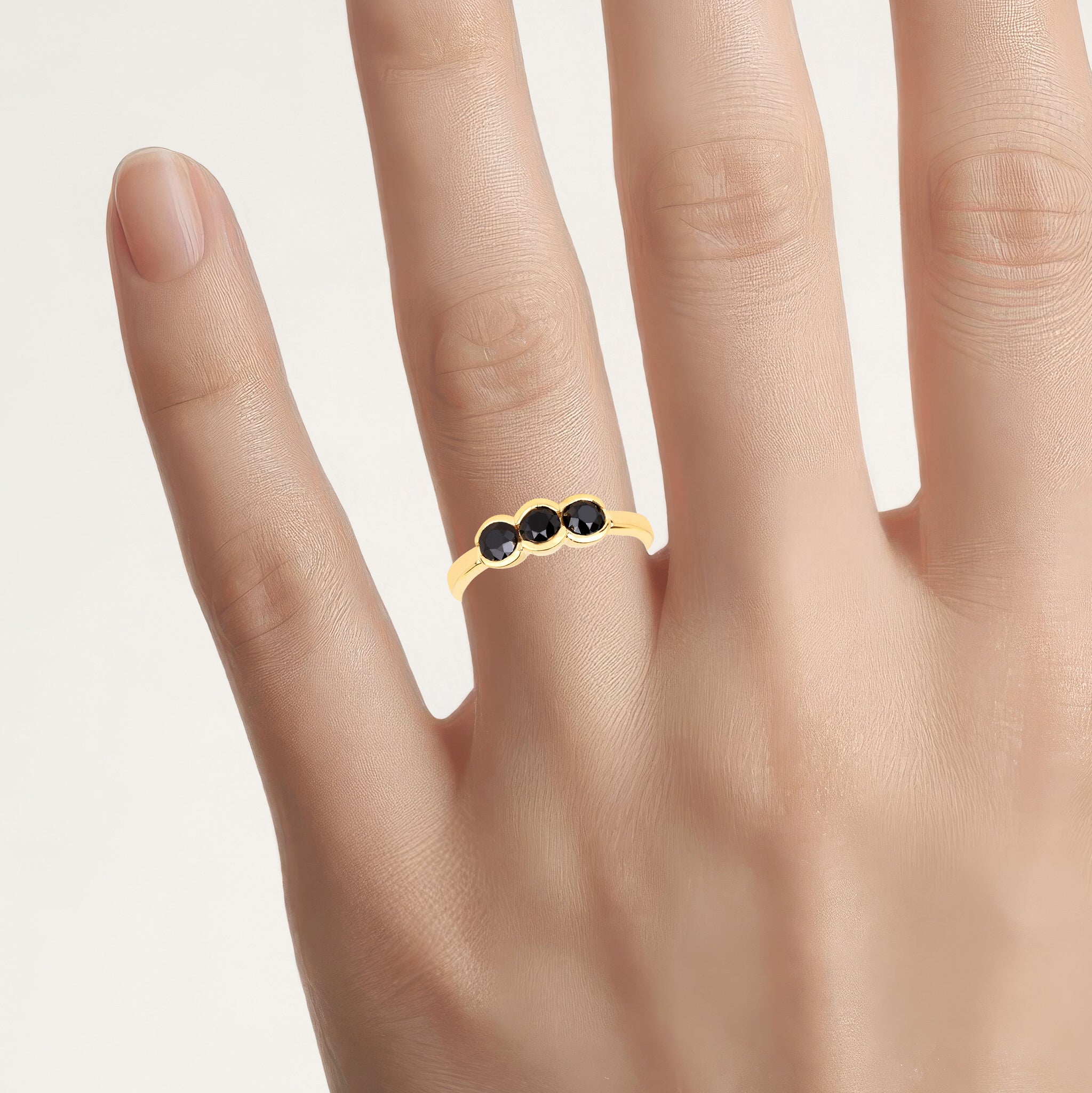 Black Diamond Ring 1.14 Carats Gold Plated Silver
