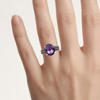 Amethyst Ring With Black Diamonds 3.92 Carats Sterling Silver