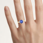 Blue Sapphire Ring With Diamonds 2.4 Carats 18K Yellow Gold