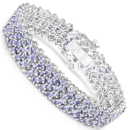 Tanzanite Tennis Bracelet Round Cut 14.70 Carats Sterling Silver