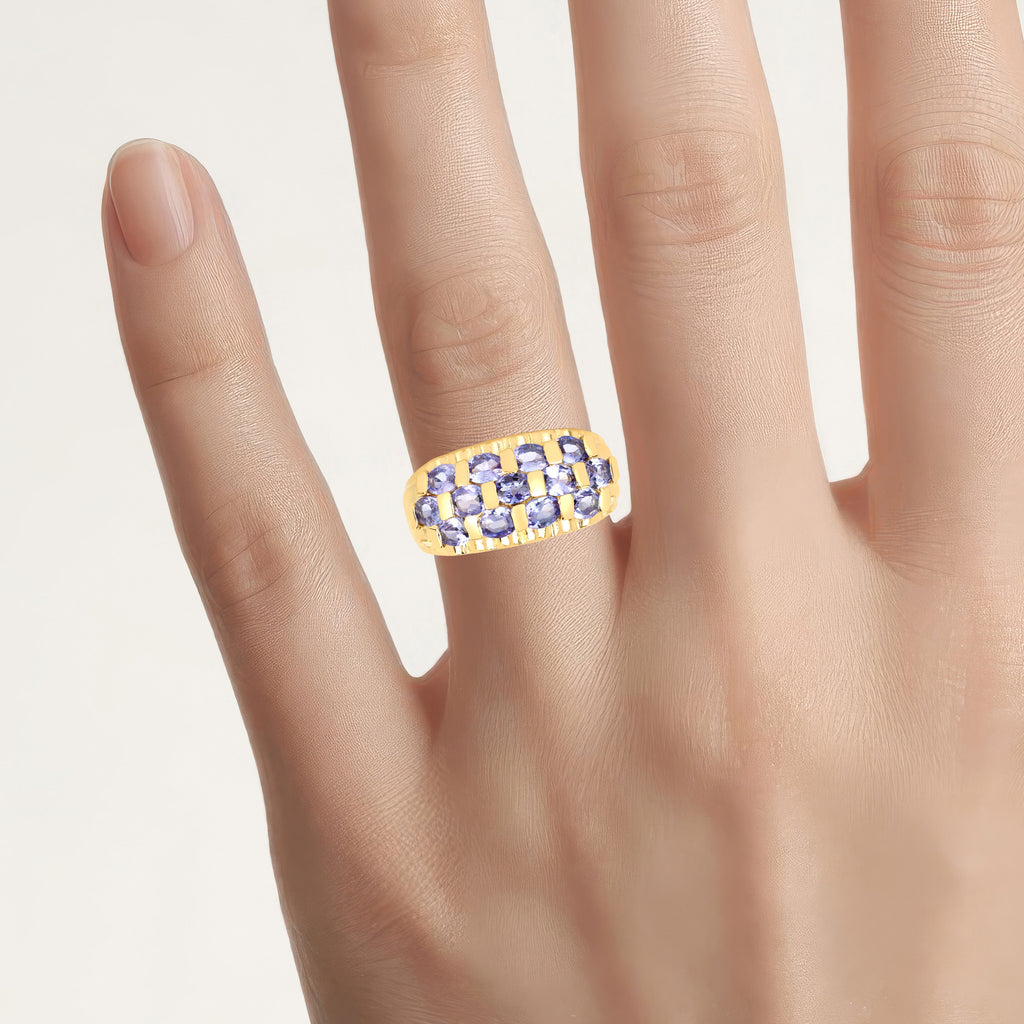 Tanzanite Ring 2.2 Carats Gold Plated Silver