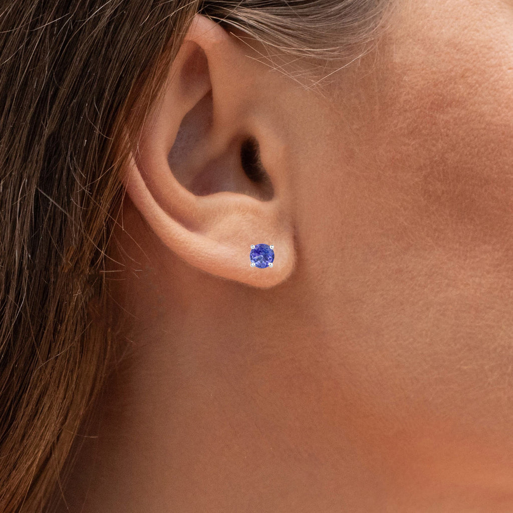 Tanzanite Stud Earrings 0.44 Carats Sterling Silver