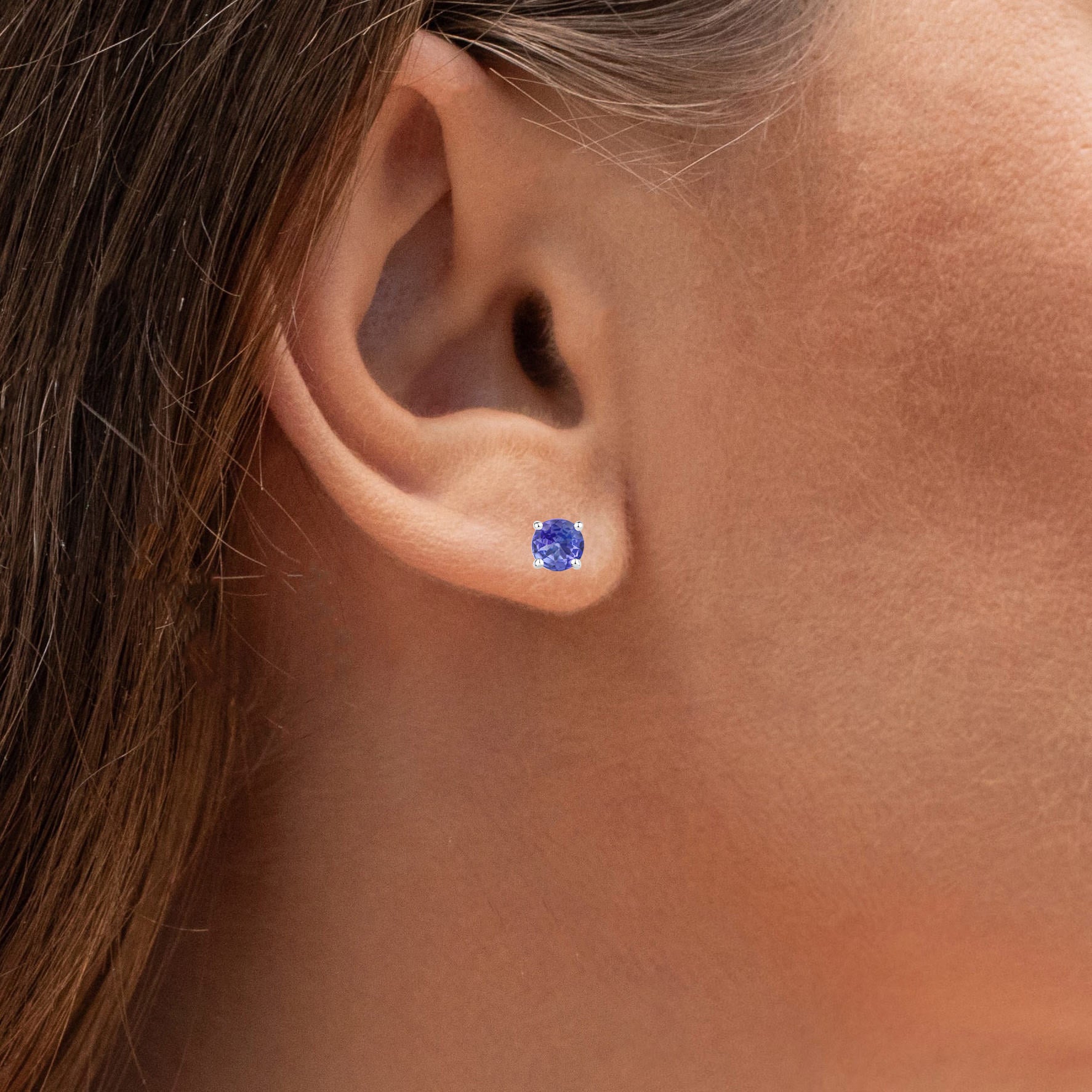 Tanzanite Stud Earrings 0.44 Carats Sterling Silver
