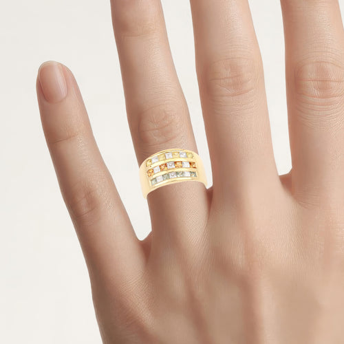 Multicolor Sapphire Ring 1.6 Carats Gold Plated Silver