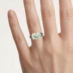 Green Amethyst Ring With Multicolor Diamonds 3.54 Carats Sterling Silver