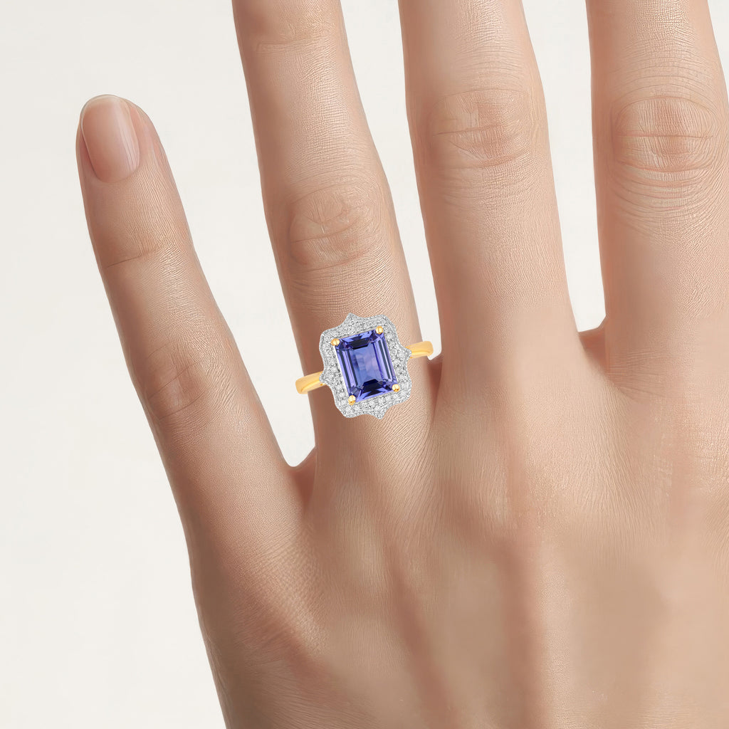 Tanzanite Ring With Diamonds 2.78 Carats 14K Yellow Gold