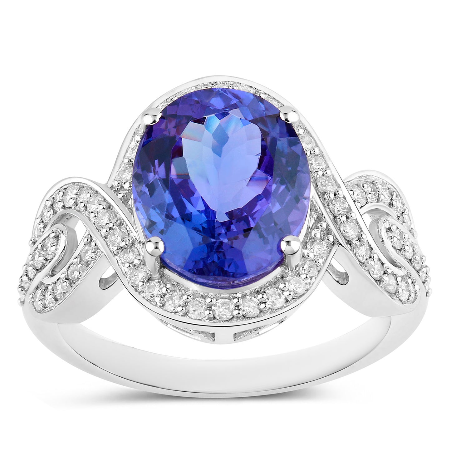 Tanzanite Ring Diamonds 4.53 Carats 14K White Gold