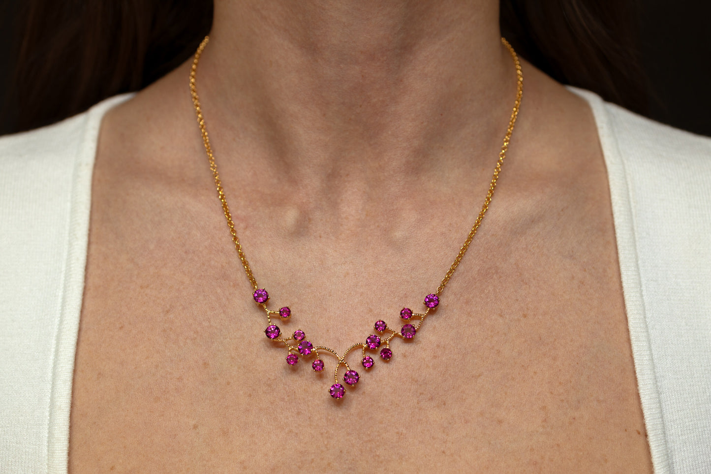 Pink Topaz Necklace 7.9 Carats 18K Yellow Gold Plated Sterling Silver