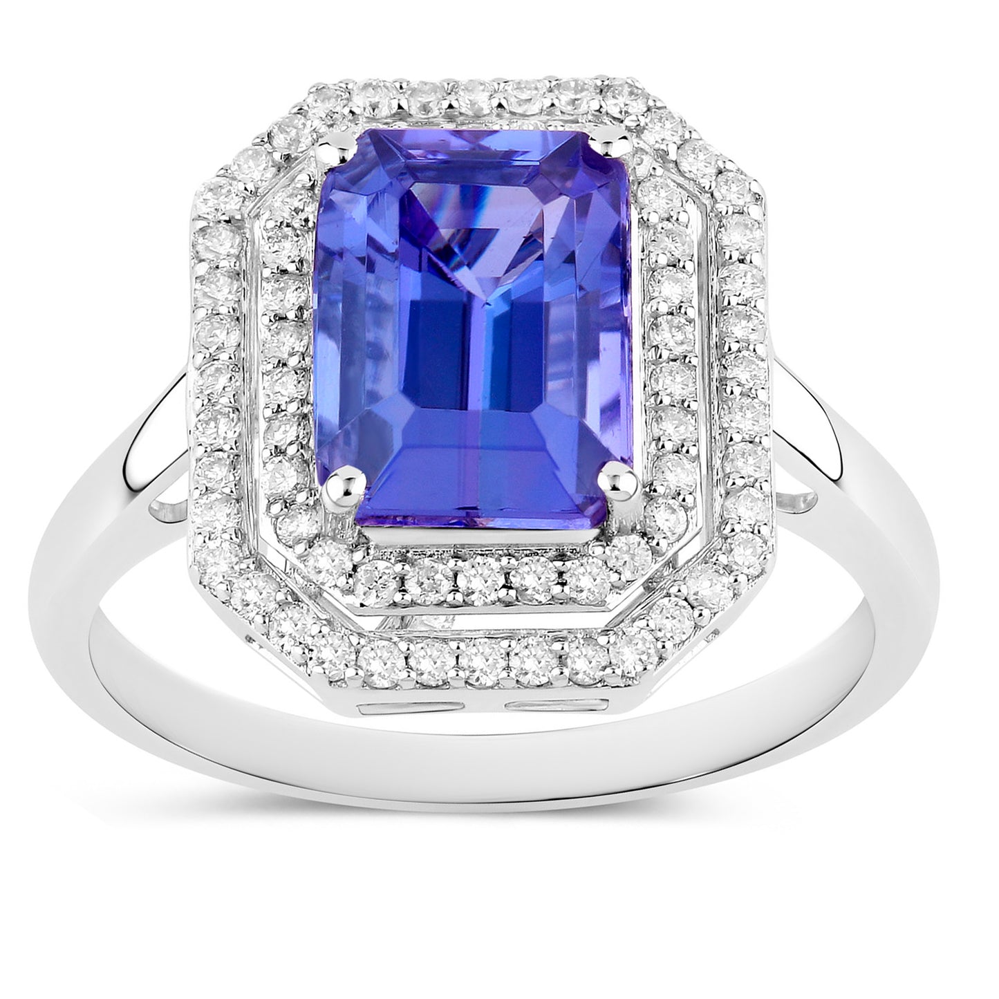 Tanzanite Ring Diamonds 3.3 Carats 14K White Gold