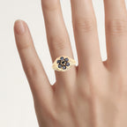 Black Diamond Ring 0.9 Carats Gold Plated Silver
