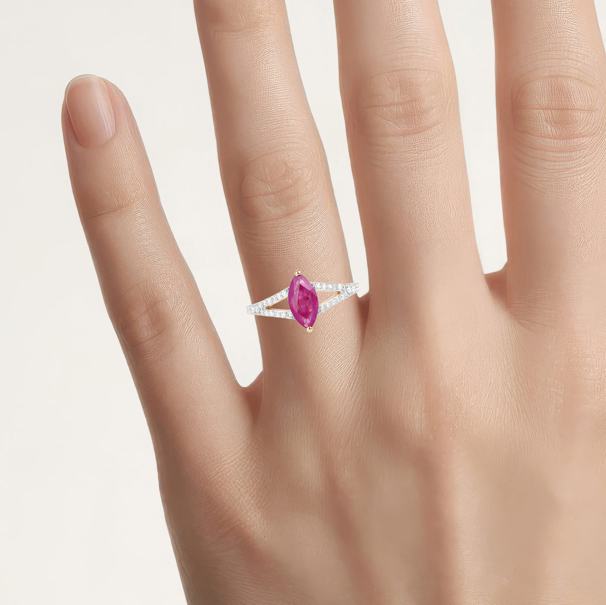 Ruby Ring With Diamonds 1.54 Carats 14K Yellow Gold